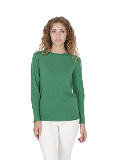 Crown of Edinburgh Cashmere Womens Boat Neck Sweater COE 0025 GREEN