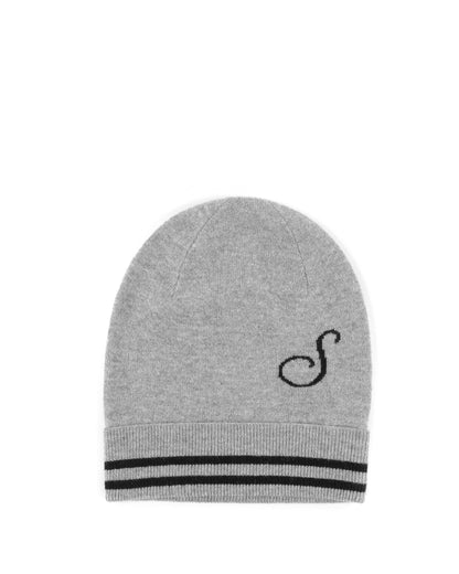 Crown of Edinburgh Cashmere Monogrammed Beanie BRUNTSFIELD GREY S