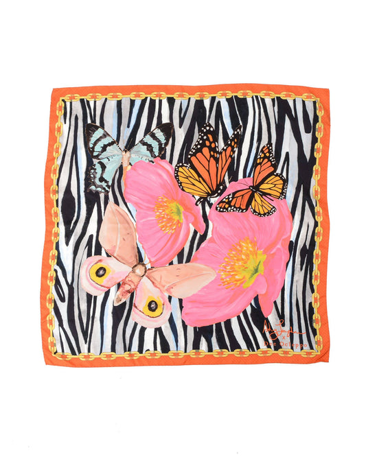 Dee X Ashley Longshore Red Zebra Silk Scarf