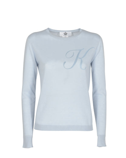 Crown of Edinburgh Cashmere Long Sleeve ART 004 LIGHT BLUE LETTER K