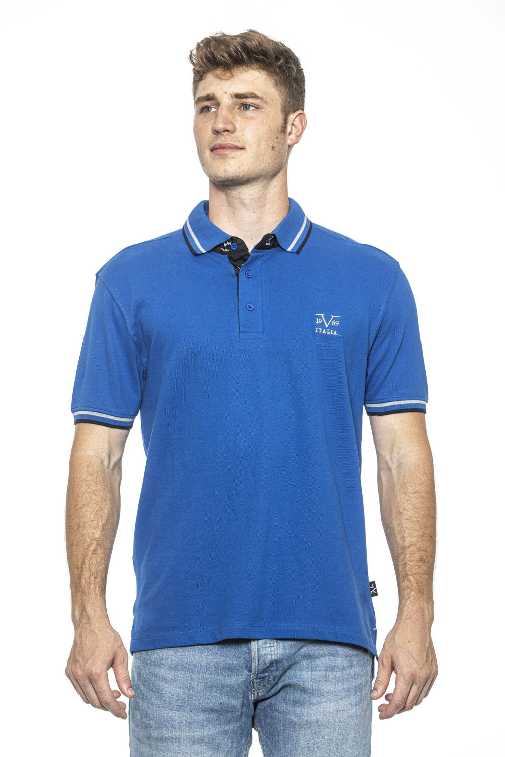 19V69 Italia Mens Polo Blue RETRO ROYAL BLUE