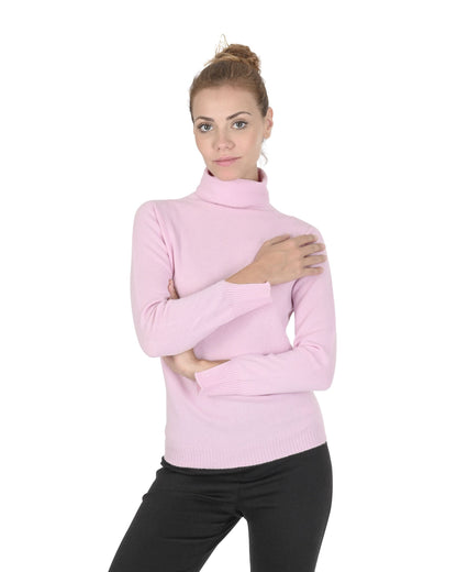 Crown of Edinburgh Cashmere Womens Turtleneck Sweater COE 0023 PINK