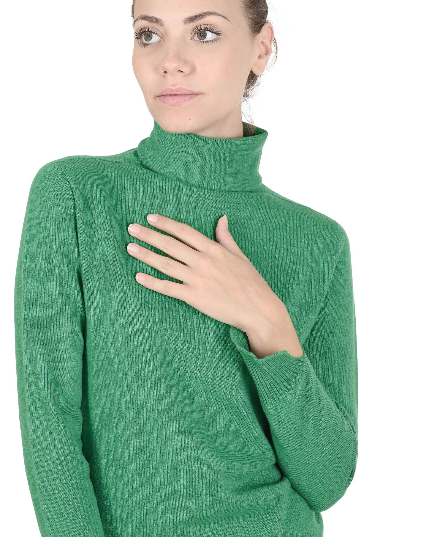 Crown of Edinburgh Cashmere Womens Turtleneck Sweater COE 0023 GREEN