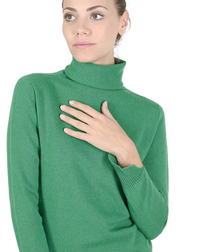 Crown of Edinburgh Cashmere Womens Turtleneck Sweater COE 0023 GREEN