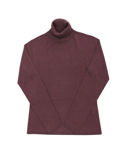 Crown of Edinburgh Cashmere Womens Turtleneck Sweater COE 0020 BURGUNDY