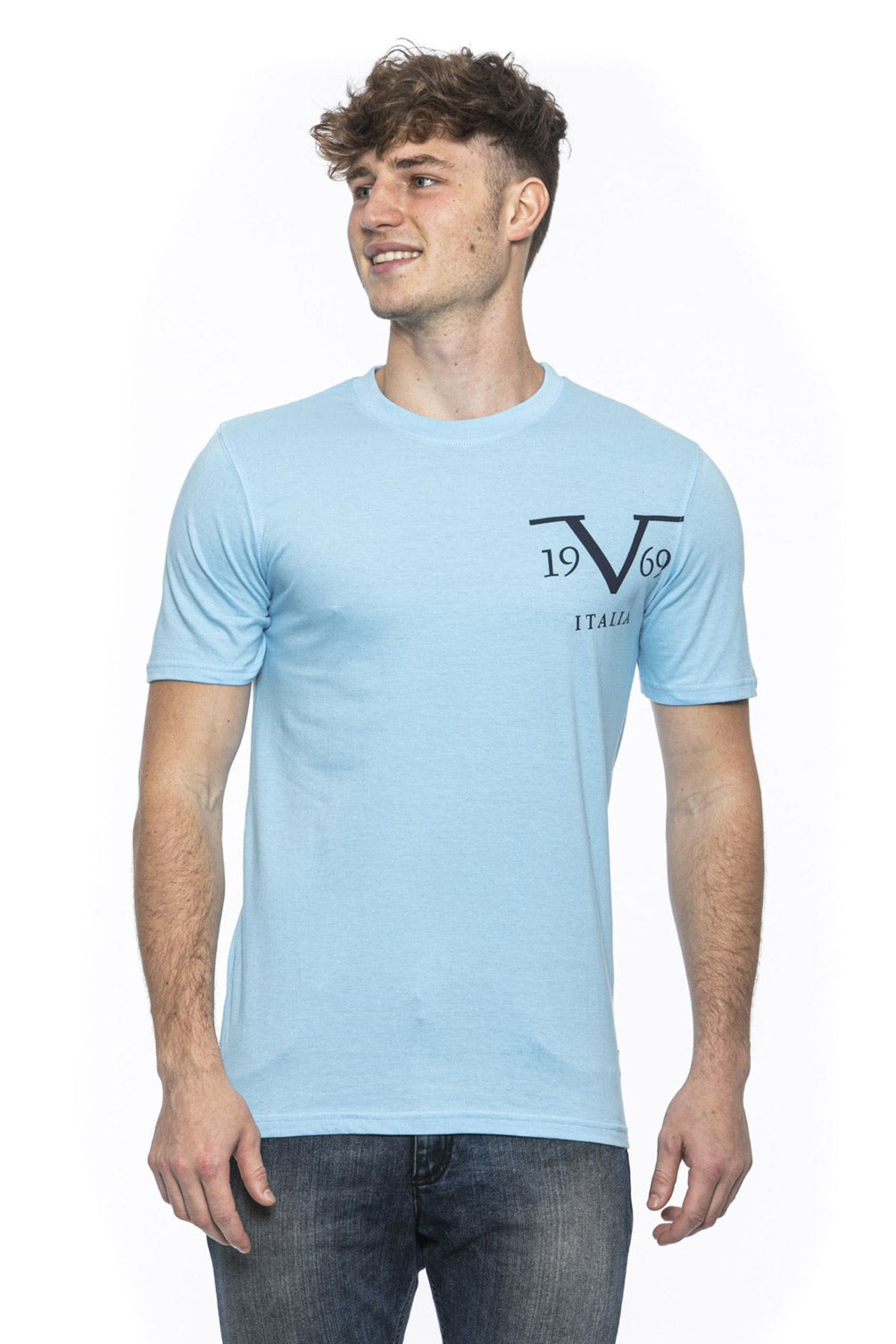 19V69 Italia Mens T-Shirt Blue MIKE LIGHT BLUE