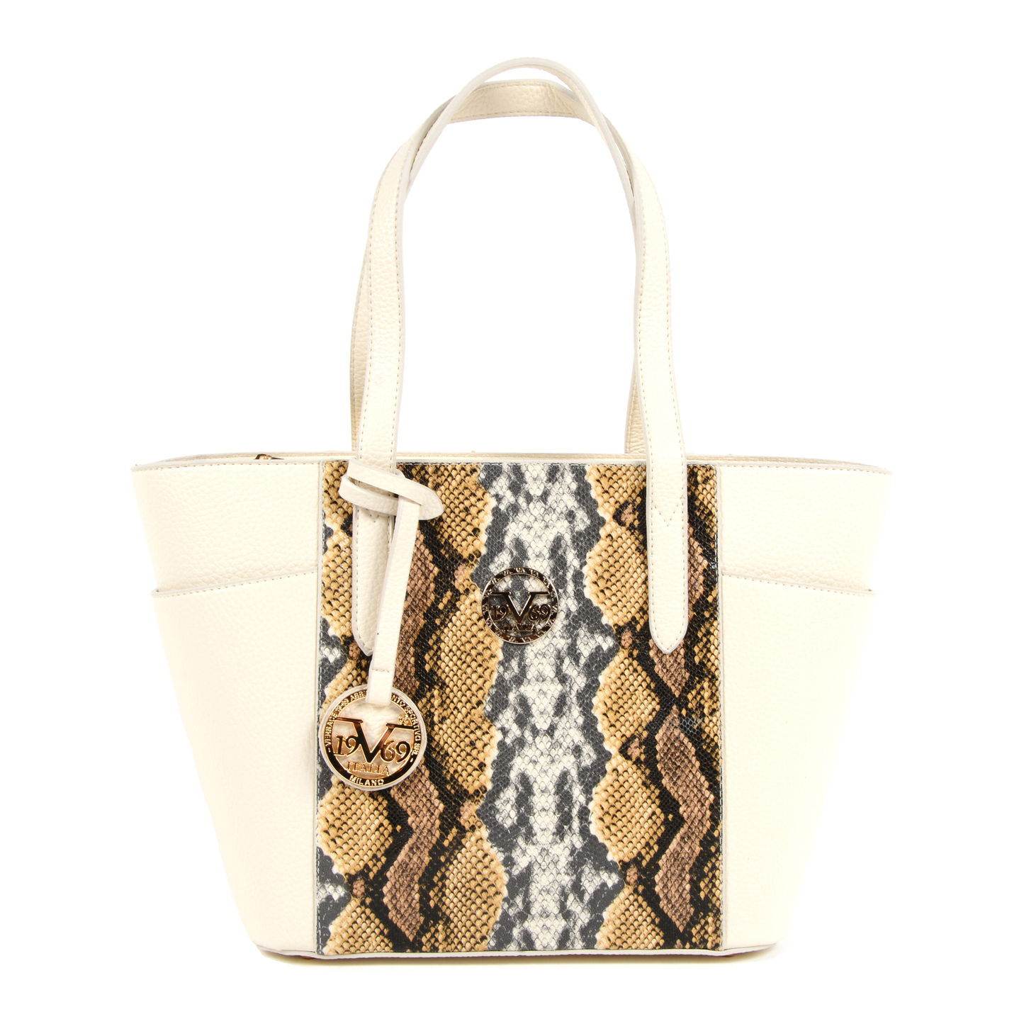 19V69 Italia Womens Handbag Beige 8003 PYTHON CREAM