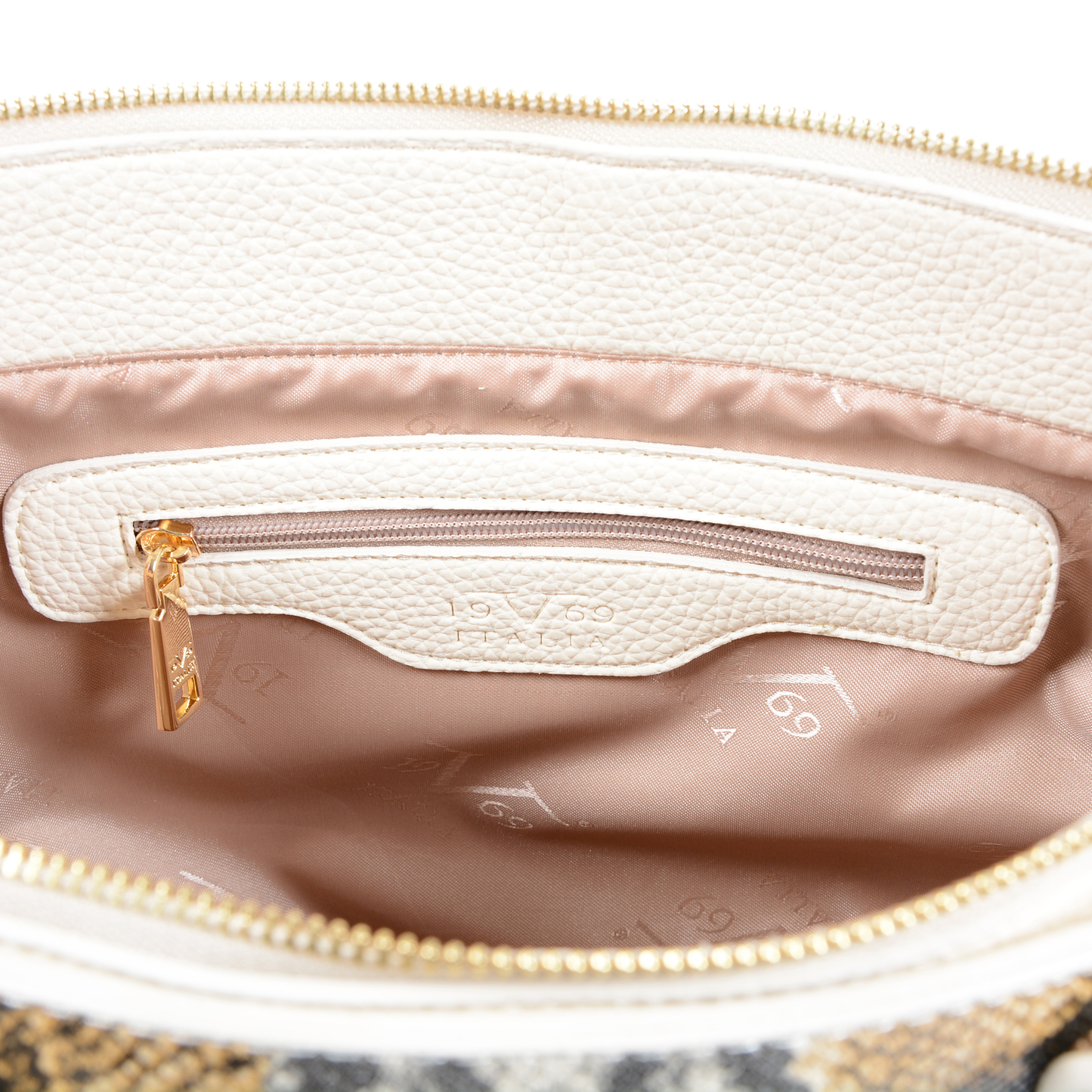 19V69 Italia Womens Handbag Beige 8003 PYTHON CREAM