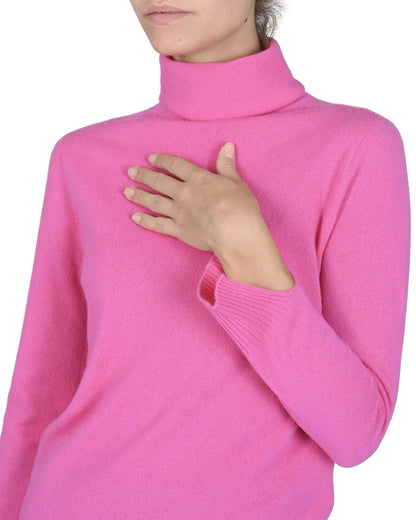 Crown of Edinburgh Cashmere Womens Turtleneck Sweater COE 0023 FUSCHIA