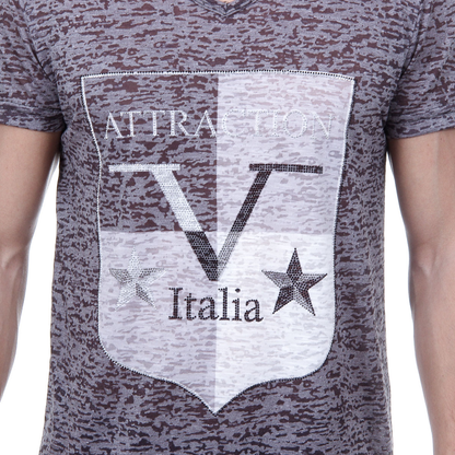 V 1969 Italia Mens T-shirt Short Sleeves V-Neck Black ALEXANDER