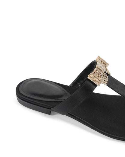 Nina Satin Sandal - Black