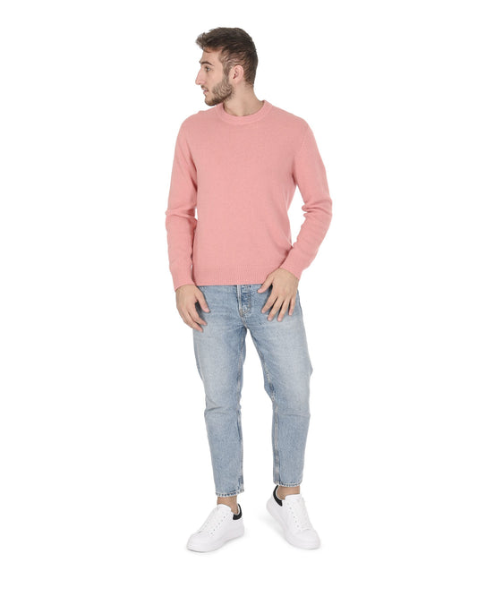 Crown of Edinburgh Cashmere Mens Round Neck Sweater COE 009 SALMON