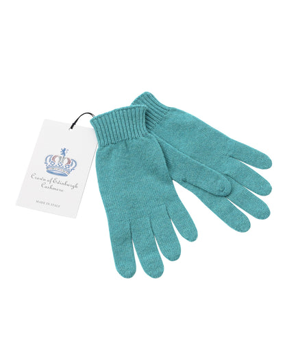 Crown of Edinburgh Cashmere Womens Short Gloves COE 001 TURQUOISE