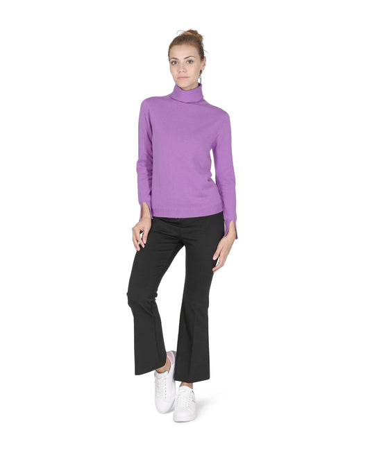 Crown of Edinburgh Cashmere Womens Turtleneck Sweater COE 0023 LAVENDER