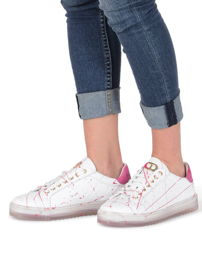 Splatter Sneaker - White Fuxia