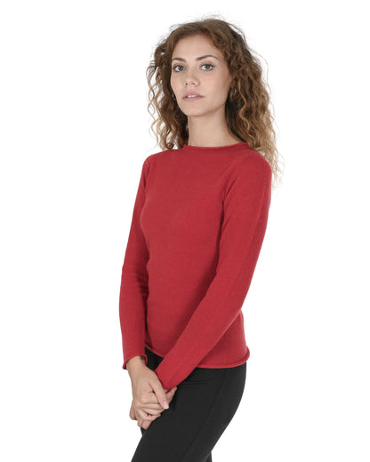 Crown of Edinburgh Cashmere Womens Boat Neck Sweater COE 007 RED