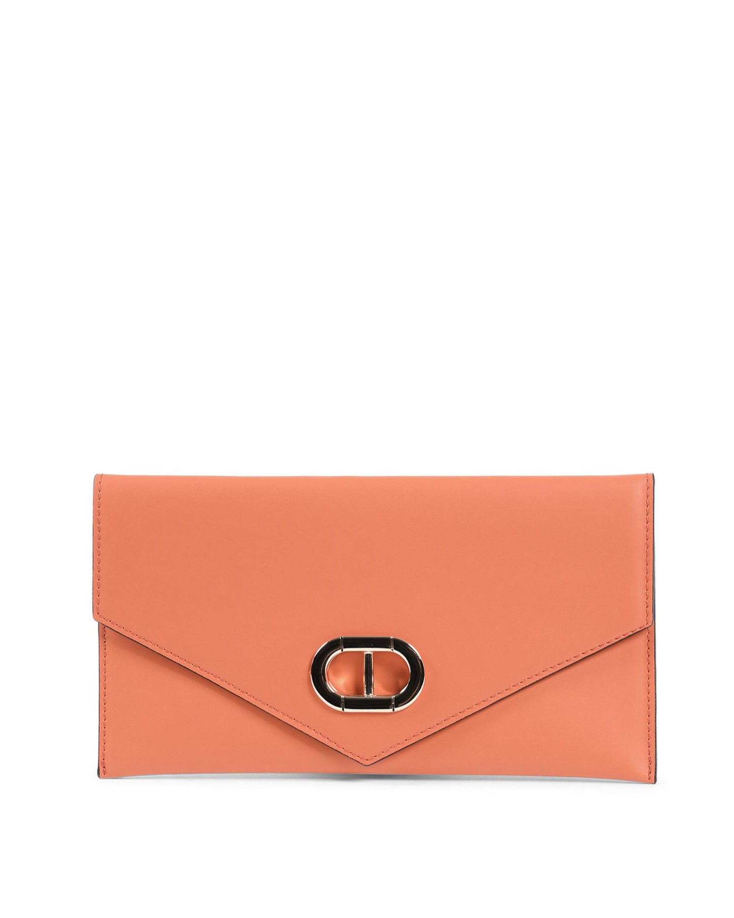 Leather Envelope Clutch Orange