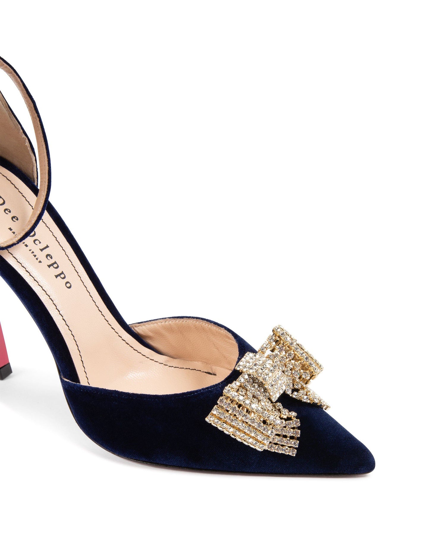 Velvet Bow Pump Navy Blue