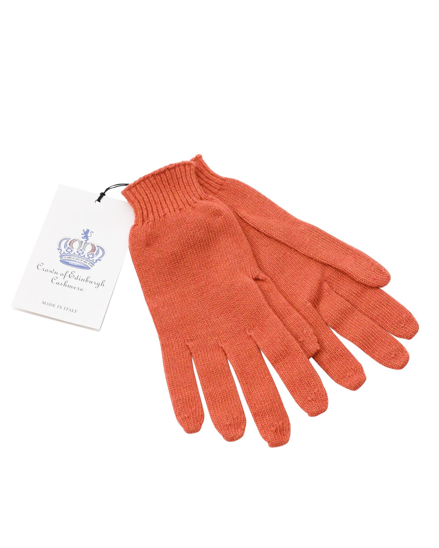 Crown of Edinburgh Cashmere Womens Short Gloves COE 001 BRICK ORANGE