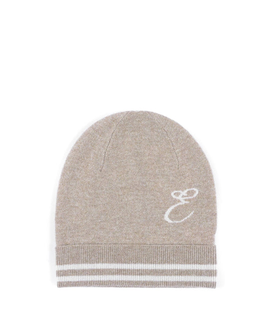 Crown of Edinburgh Cashmere Monogrammed Beanie BRUNTSFIELD CAMEL E