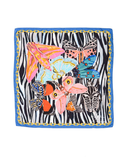 Dee X Ashley Longshore Blue Zebra Silk Scarf