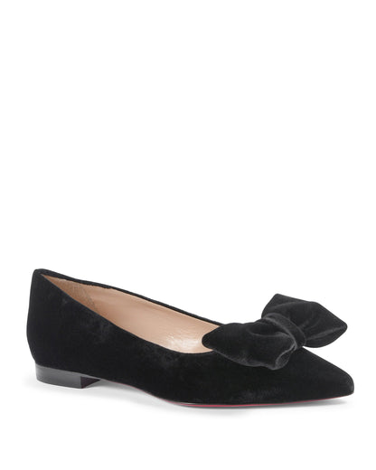 Baby Bow Velvet Ballerina - Black