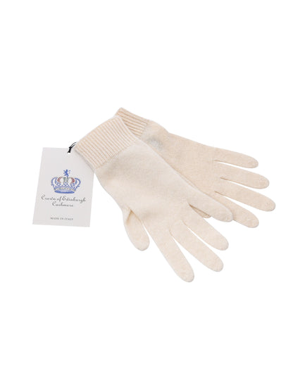 Crown of Edinburgh Cashmere Womens Short Gloves COE 001 IVORY