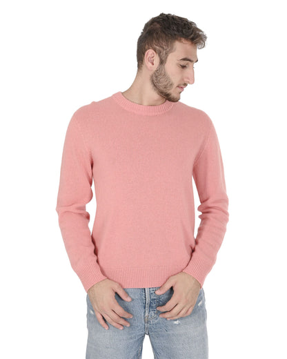 Crown of Edinburgh Cashmere Mens Round Neck Sweater COE 009 SALMON