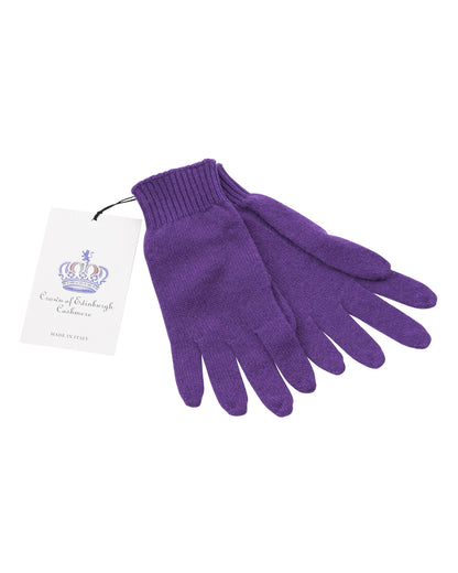 Crown of Edinburgh Cashmere Womens Short Gloves COE 001 DARK VIOLET