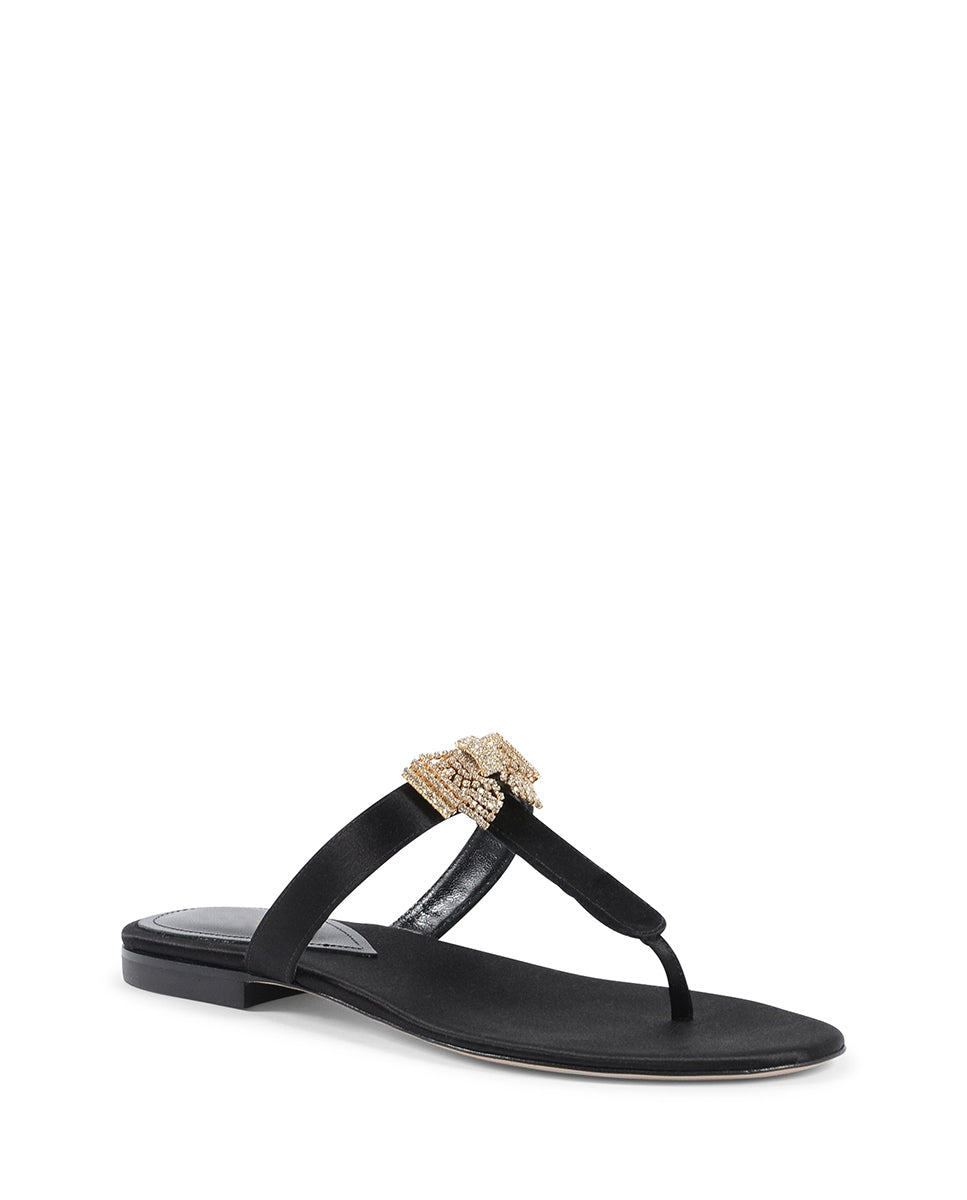 Nina Satin Sandal - Black