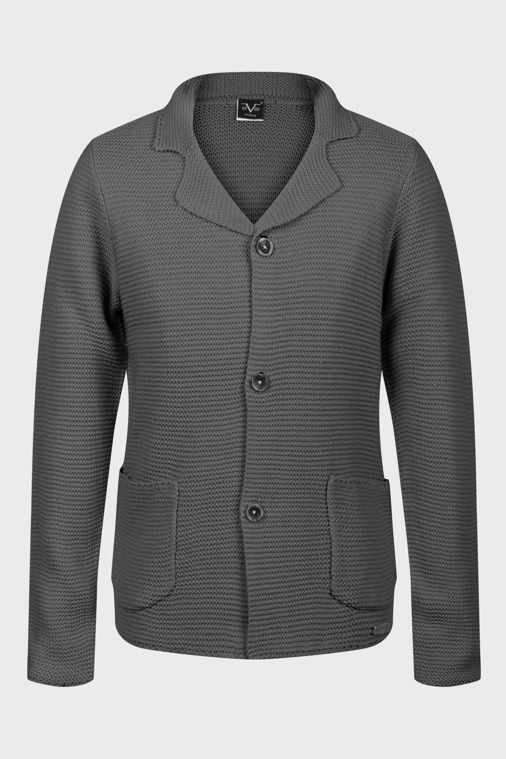 19V69 Italia Mens Cardigan Grey JOEY DARK GREY