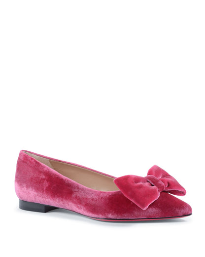 Baby Bow Velvet Ballerina - Fuxia