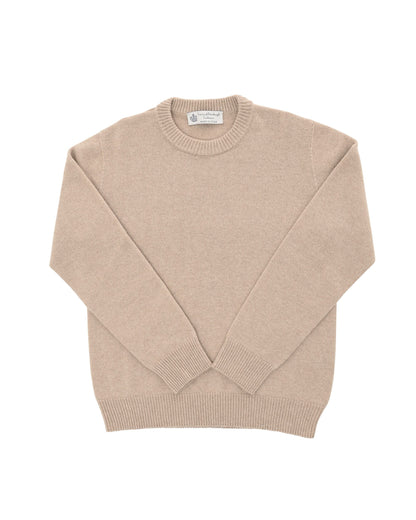 Crown of Edinburgh Cashmere Mens Round Neck Sweater COE 009 BEIGE