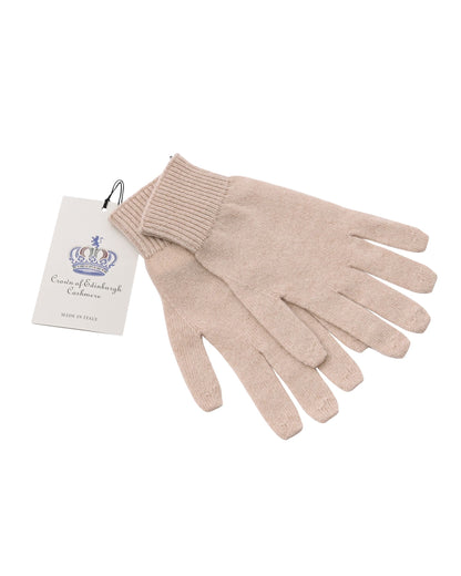 Crown of Edinburgh Cashmere Womens Short Gloves COE 001 PEACH