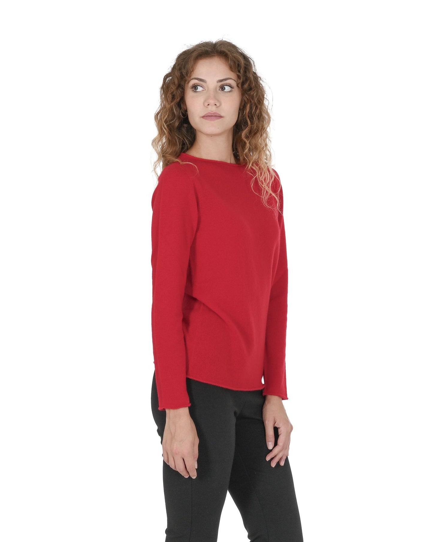 Crown of Edinburgh Cashmere Womens Boat Neck Sweater COE 0025 RED