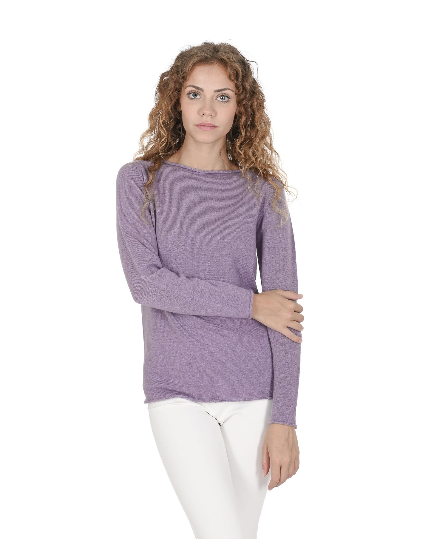 Crown of Edinburgh Cashmere Womens Boat Neck Sweater COE 0025 AMETHYST