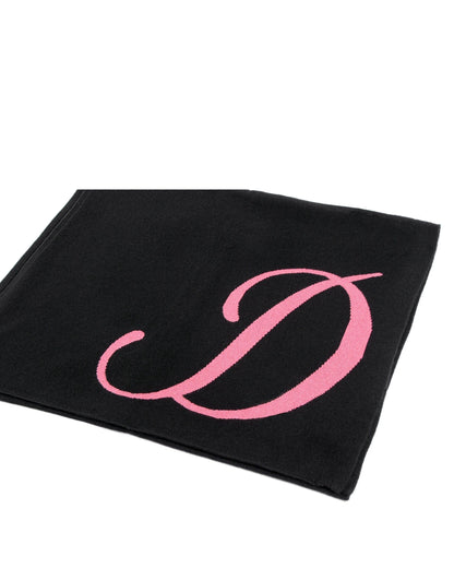 Crown of Edinburgh Cashmere Monogrammed Scarf DEAN VILLAGE BLACK D