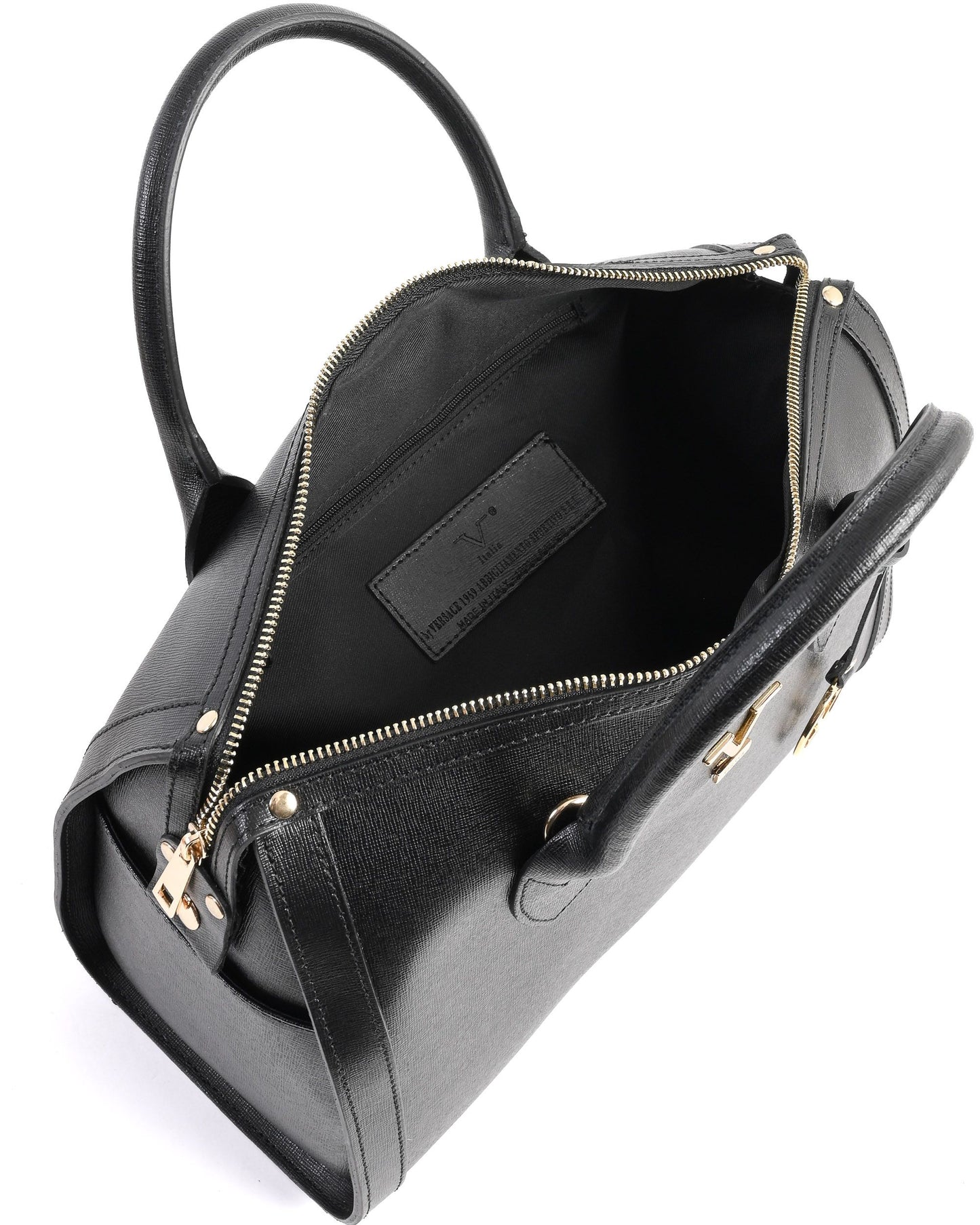 V Italia Womens Handbag Black V014-G SAFFIANO NERO